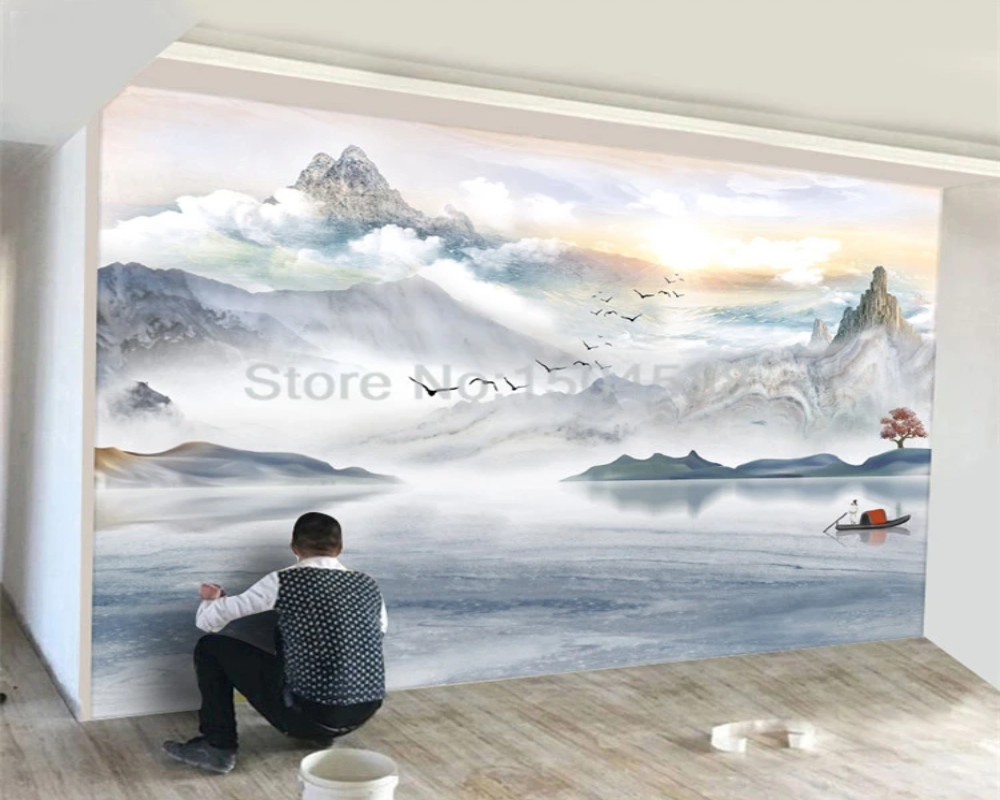 3D Wallpaper Mountain Souring Birds SKU# WAL0531